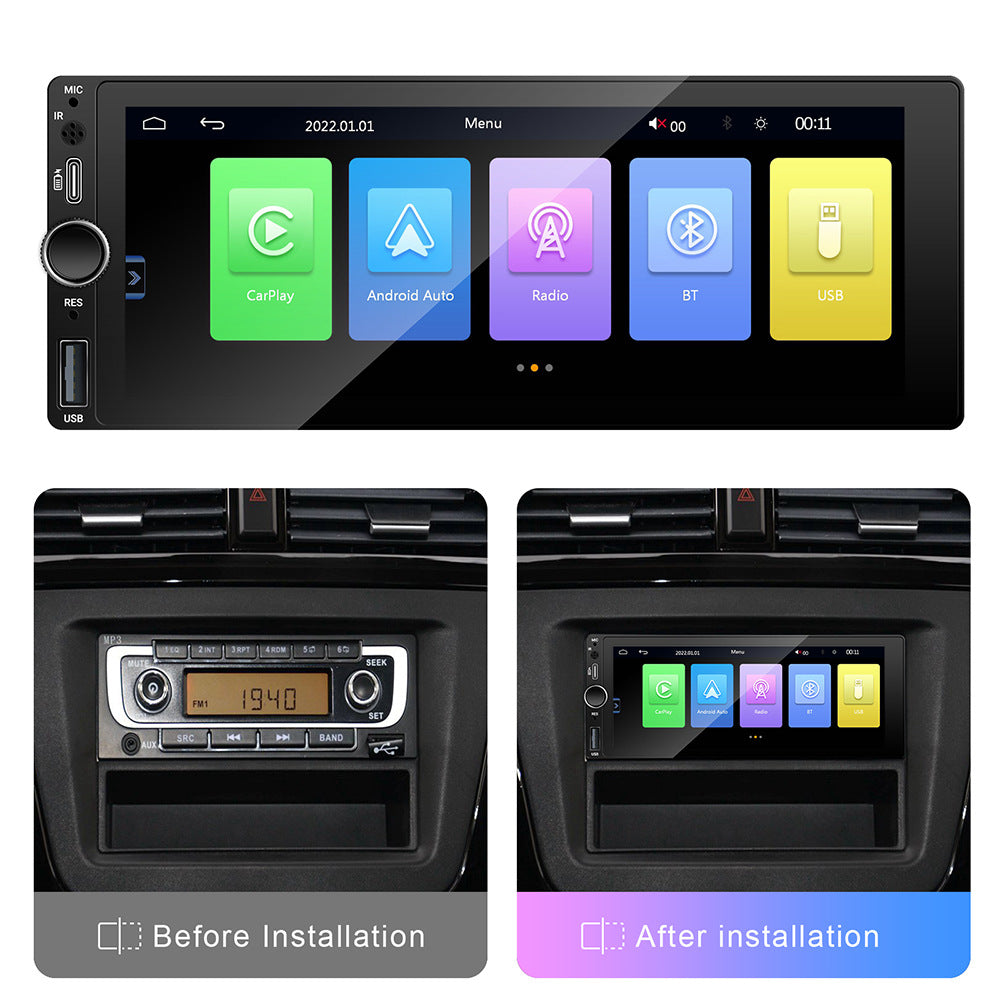Motor Vehicle 1 Din 6.86 Inch Car Stereo Wireless CarPlay & Android Auto System Mirror Link Function