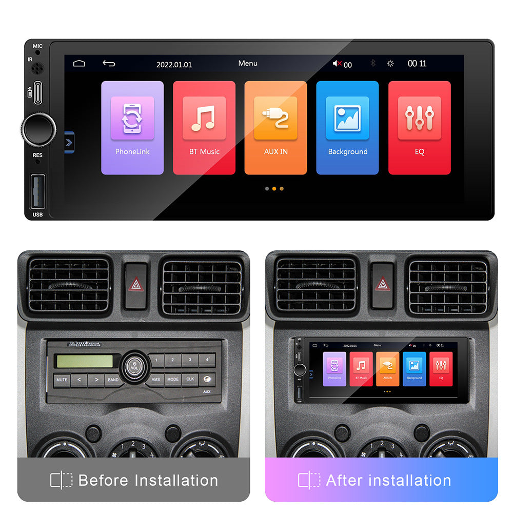 Motor Vehicle 1 Din 6.86 Inch Car Stereo Wireless CarPlay & Android Auto System Mirror Link Function