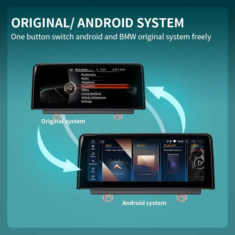 10.25” Android Auto CarPlay Radio Screen for BMW 1 Series E81 E82 E87 E88 (2004-2012) / F20 F21 (2013-2016)