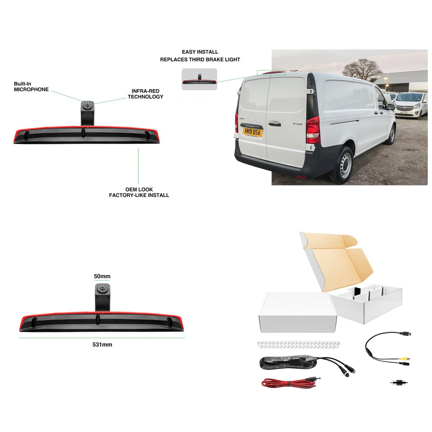 Brake Light Camera for Mercedes-Benz Vito Van Two Doors (2016- )