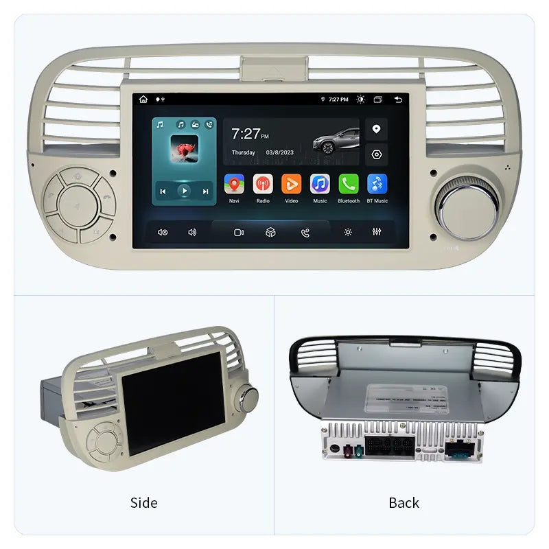 7” Android Car Radio Stereo Head Unit Screen CarPlay Android Auto for Fiat 500 (2007-2015)