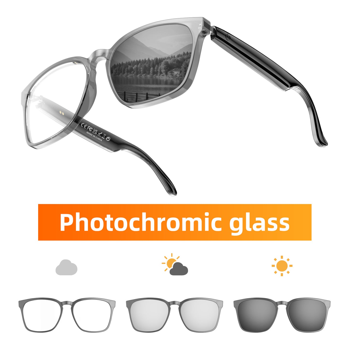 AI Smart Bluetooth Earphone Glasses Stereo Sound Audio Calls Simultaneous Translation