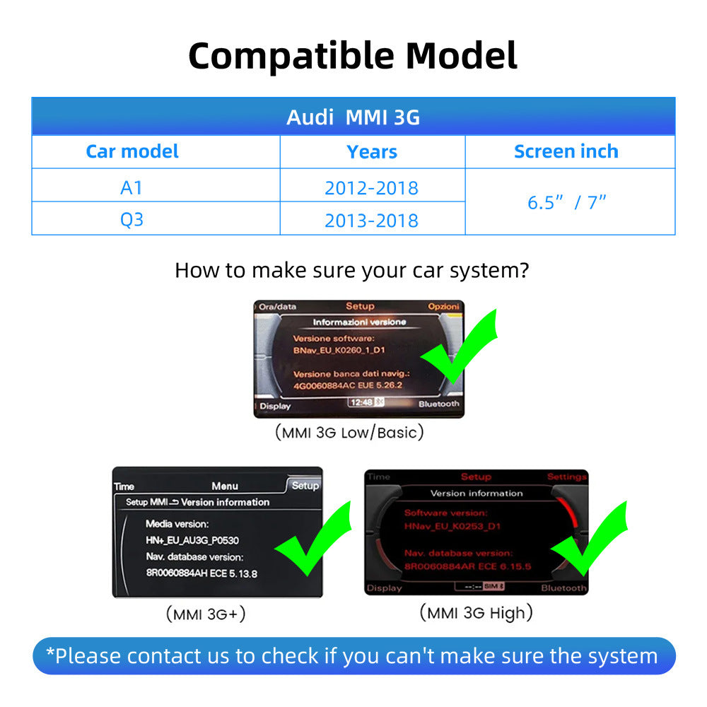 Wireless CarPlay & Android Auto Module for Audi A1 A4 A5 A6 A7 A8 Q3 Q5 Q7 MMI 3G System