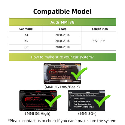 Wireless CarPlay & Android Auto Module for Audi A1 A4 A5 A6 A7 A8 Q3 Q5 Q7 MMI 3G System