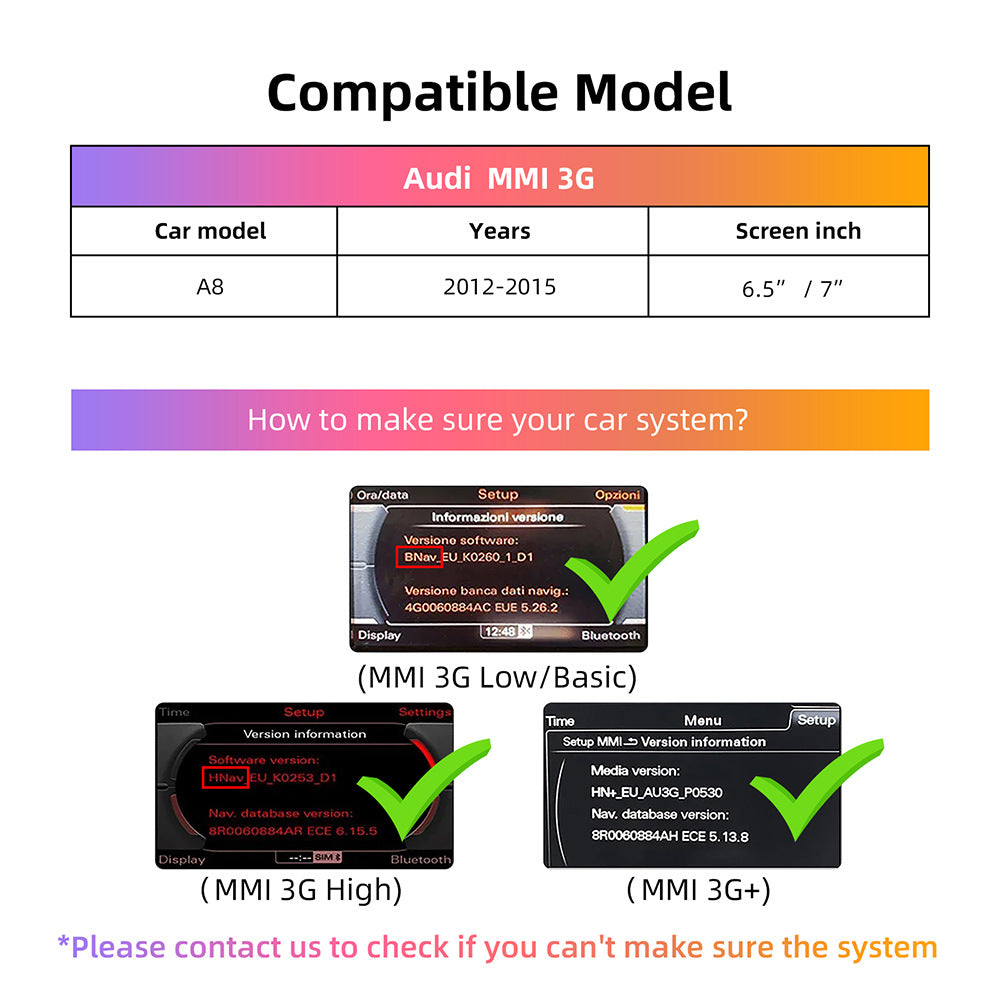 Wireless CarPlay & Android Auto Module for Audi A1 A4 A5 A6 A7 A8 Q3 Q5 Q7 MMI 3G System