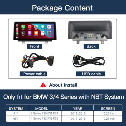 Linux CarPlay Multimedia Screen for BMW 1 Series F20 F21 / 2 Series F22 / 3 Series F30 F31 F34 / 4 Series F32 F33 F36 / 5 Series F10 F11 with NBT System