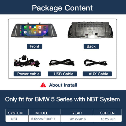 Linux CarPlay Multimedia Screen for BMW 1 Series F20 F21 / 2 Series F22 / 3 Series F30 F31 F34 / 4 Series F32 F33 F36 / 5 Series F10 F11 with NBT System