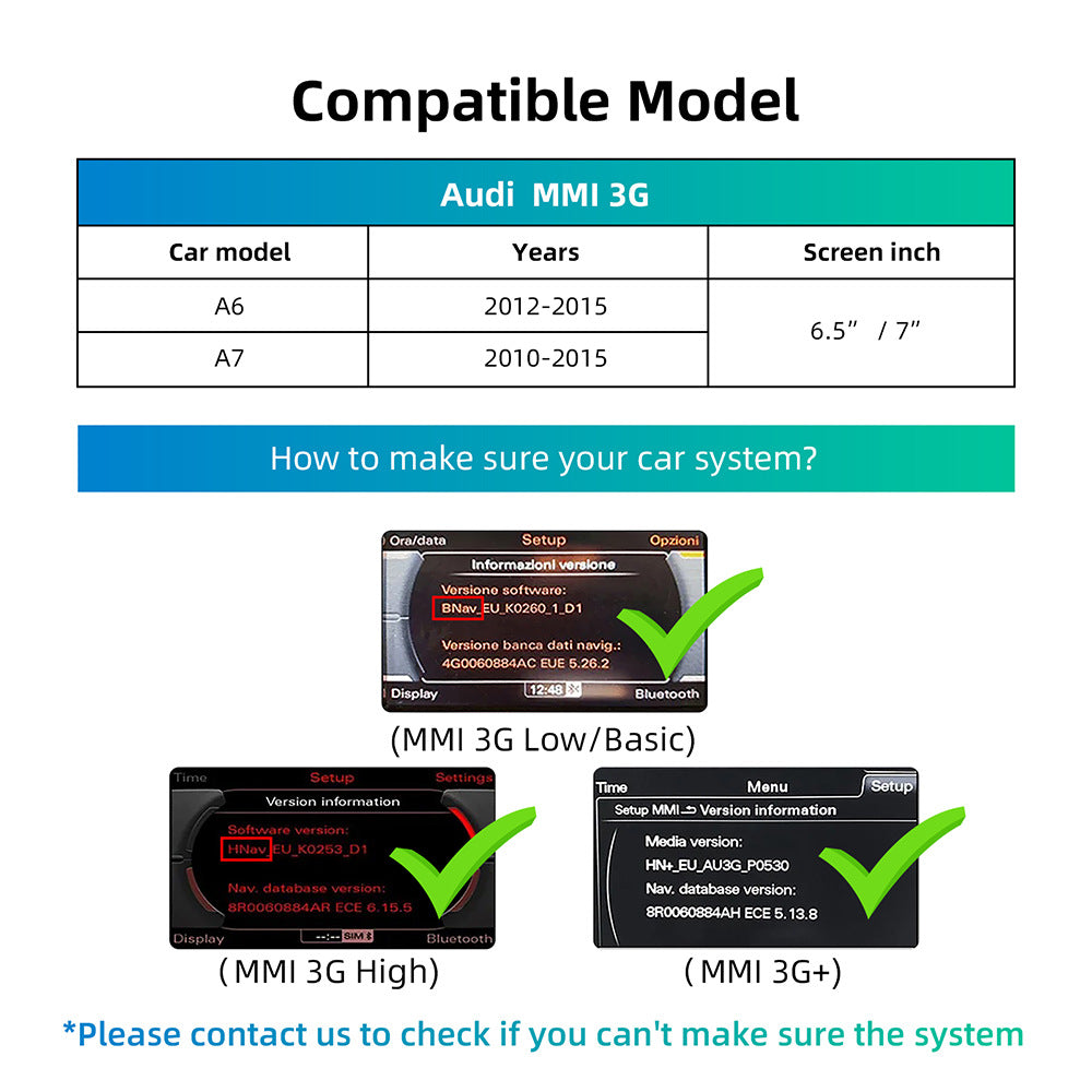 Wireless CarPlay & Android Auto Module for Audi A1 A4 A5 A6 A7 A8 Q3 Q5 Q7 MMI 3G System