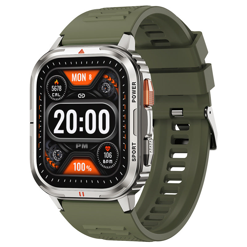 2.0” TFT Screen Smart Watch Military Style Outdoor Hiking BT Phone Call Voice Assistant Multi-Sport Modes
